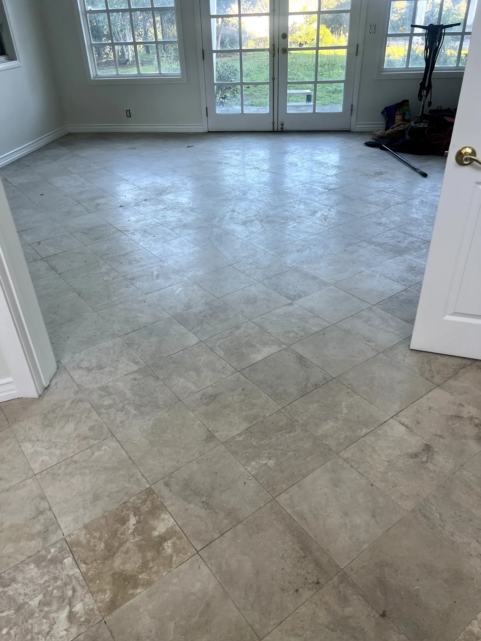 Travertine Room Polishing - Before