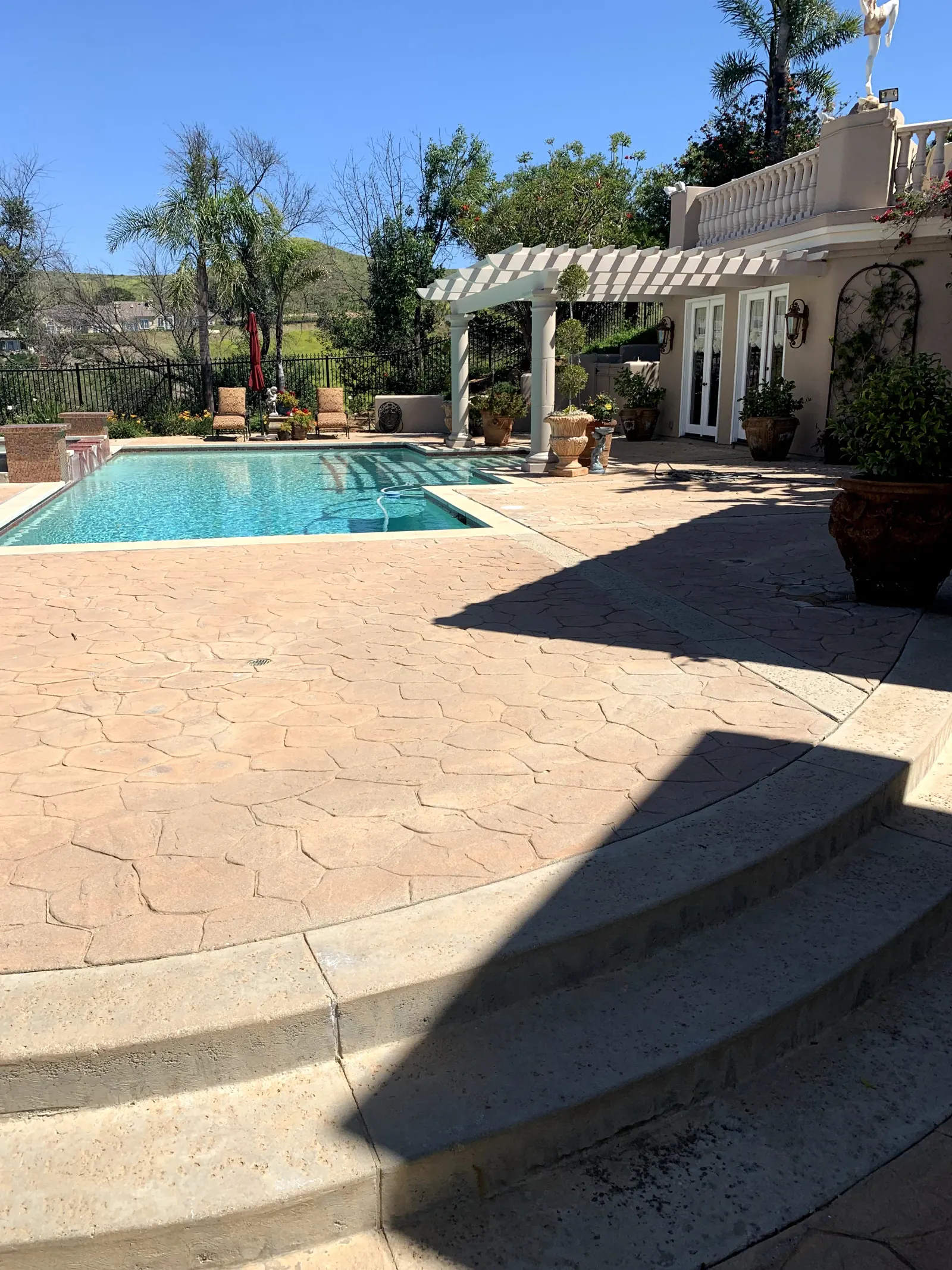 Pool Deck Concrete Staining - Before