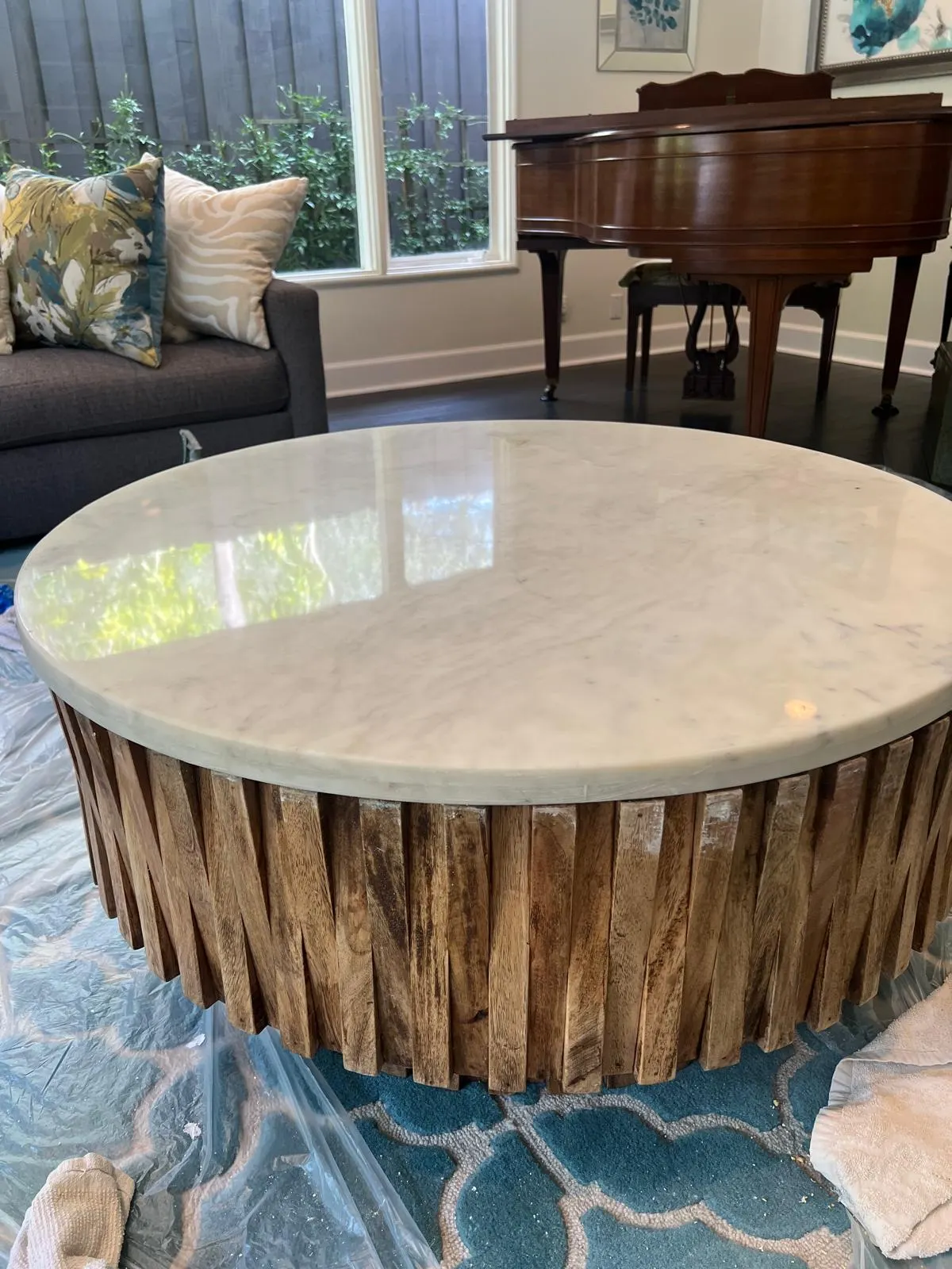White Marble Coffee Table Polishing