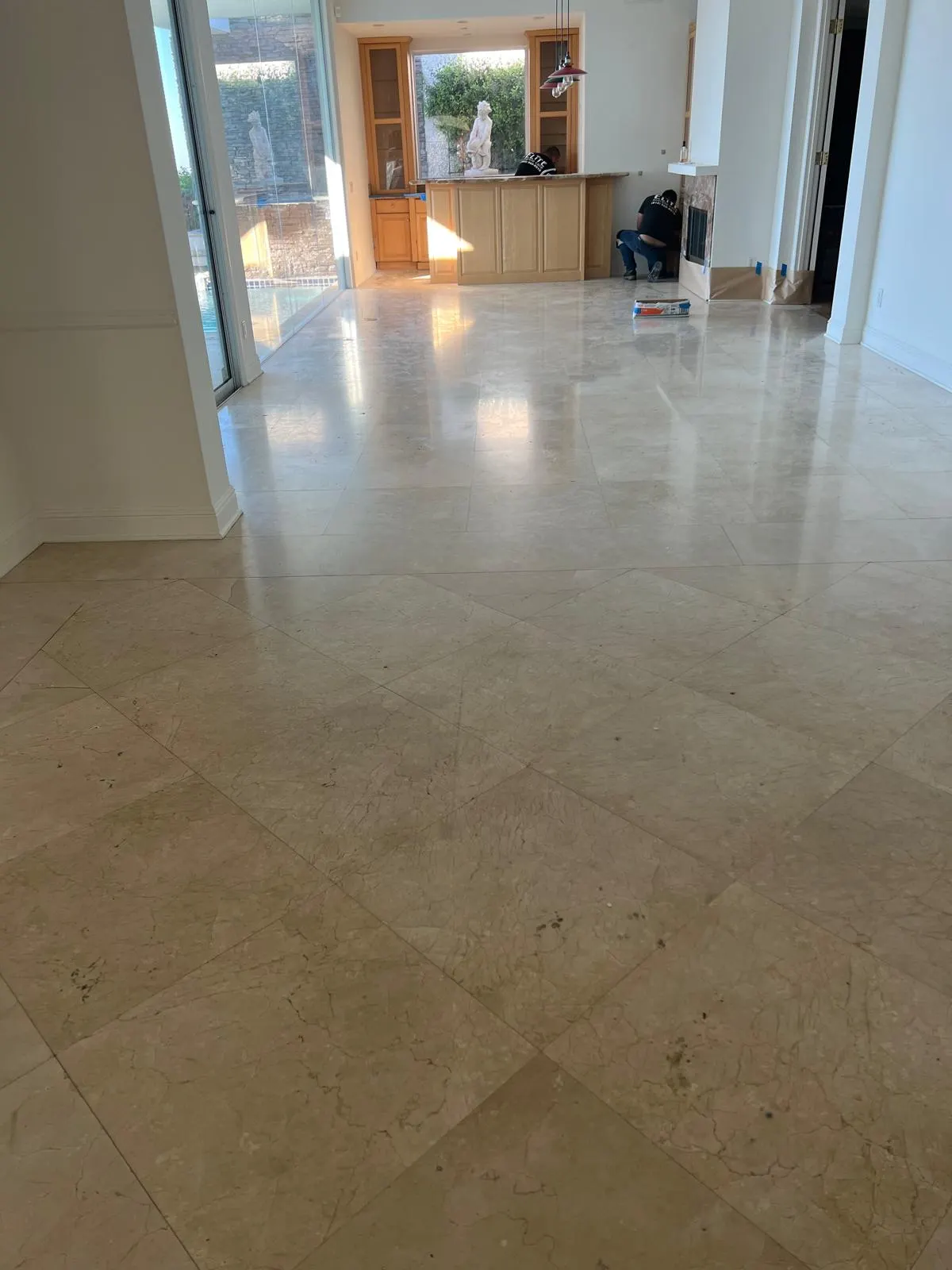 Marble Floor Polishing in Progress