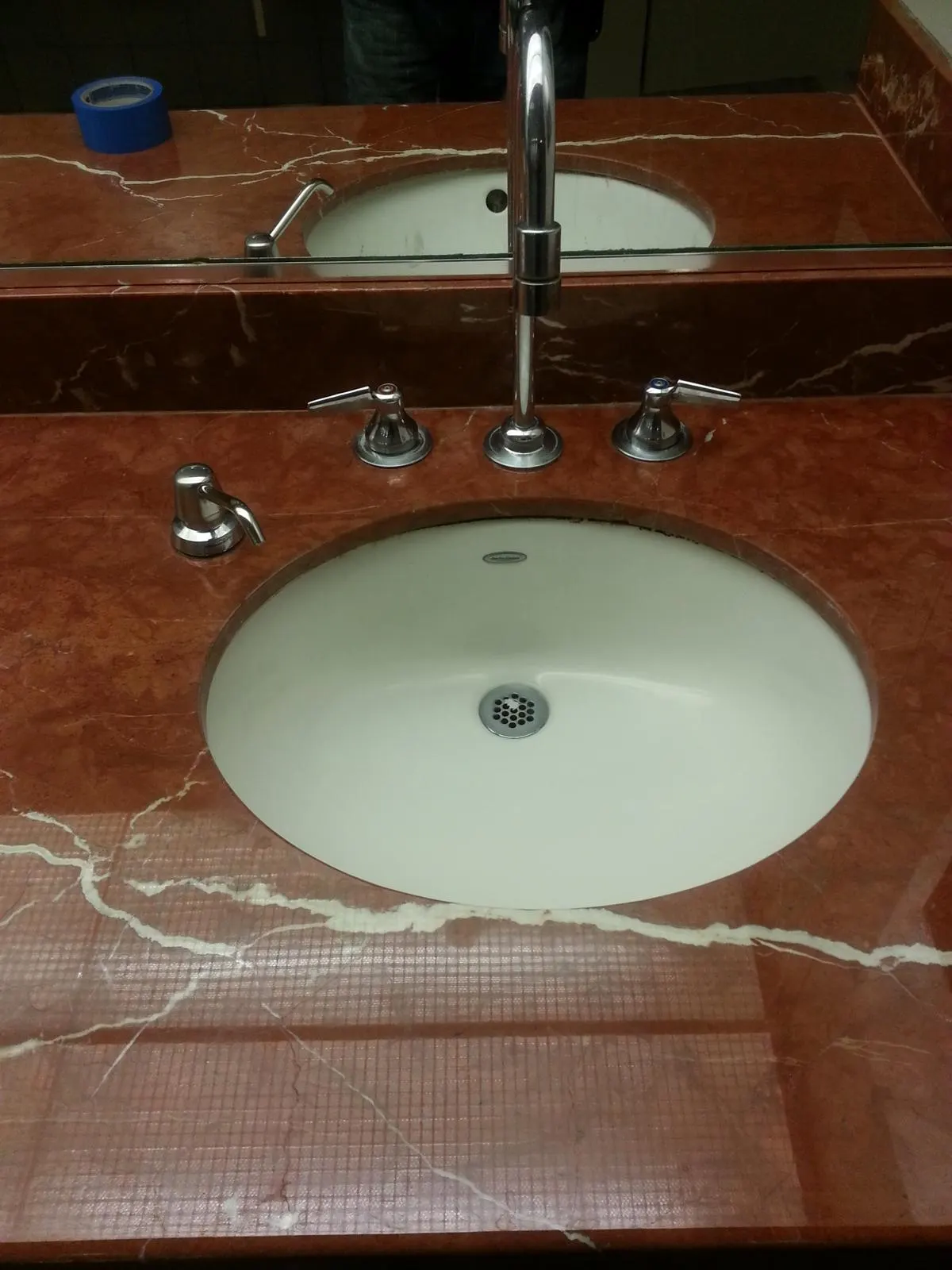 Red Marble Countertop Polishing